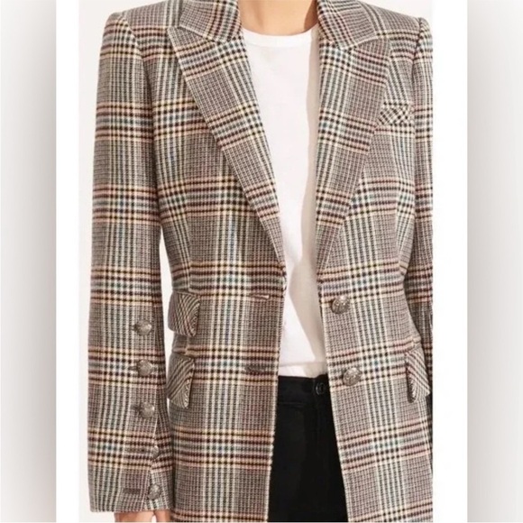 Veronica Beard Coat Reece Wool in Petrol Houndstooth Multi - Picture 3 of 8